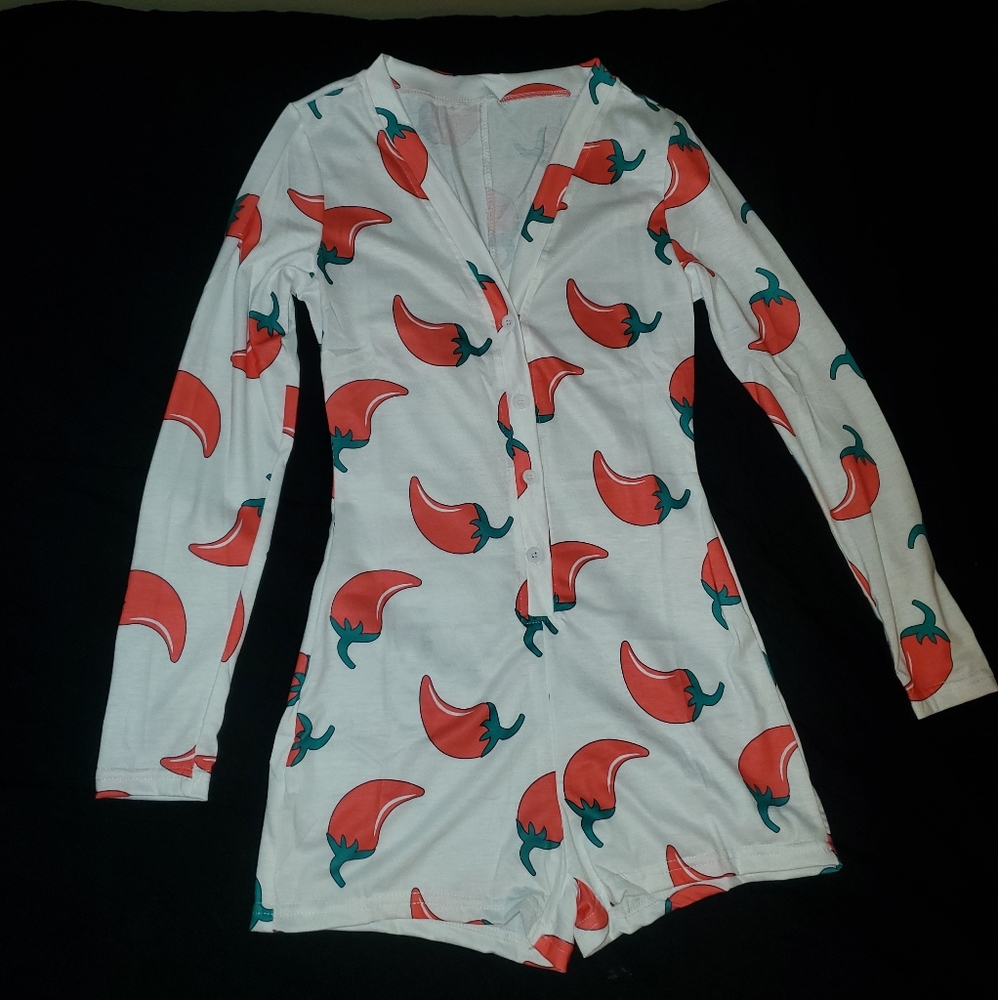 Spicy pepper pajama romper